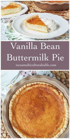 vanilla bean buttermik pie with text overlay