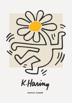 a drawing of a person with a flower in their hand and the words k - haing on it