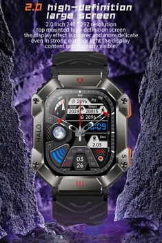 the watch is designed to look like it's in an underground cave with lava formations