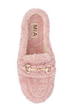 Polished bit hardware emphasizes the loafer-inspired style of this soft and cozy faux-shearling slipper. Synthetic faux-shearling upper and lining/synthetic sole Imported Shearling Slippers, Rollerball Perfume, Favorite Daughter, Platform Slippers, Kids Sandals, Designer Clothes For Men, Modern Outfits, Women's Summer Fashion, Athletic Women