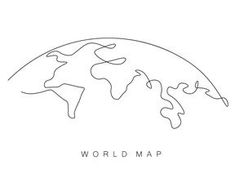 the world map is drawn in one line on a white background with an inscription that says,