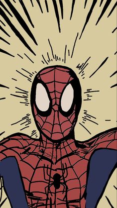 a spider - man with his arms stretched out and eyes wide open, standing in front of the sun