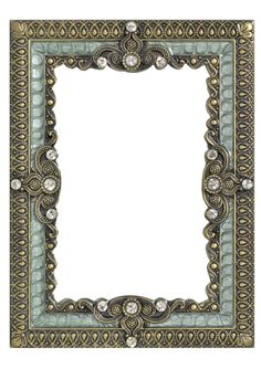 an ornate gold and blue frame with diamonds on the edges, isolated against a white background