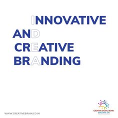 the words innovation and creative branding are shown in blue on a white background with an image of