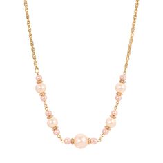 Raspberry & Champagne Faux Pearl Necklace 16 + 3 Extender Affordable Pink Necklace With Pearl Charm, Formal Rose Gold Pearl Necklace With Charm, Vintage Formal Necklace With Pearl Charm, Gold Pearl Necklace With Chain, Costume Jewelry, Raspberry Champagne, Vintage Pink Pearl Necklace, Chic Fashionista, 1928 Jewelry, Prom Jewelry