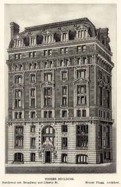 an old building with many windows and balconies on the top floor is shown in black and white