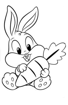 a cartoon bunny holding a carrot