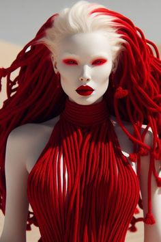 Christmas Lipstick Ideas, Albino Aesthetic, Albino Vampire, Avangard Style, Albino Model, Vampire Fashion, Avant Garde Hair, Halloween Makeup Looks, Futuristic Fashion