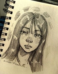 Sketch In Notebook, Art Inspo Simple, Small Sketch Ideas, Drawing Reference Hair, Pencil Art Love, A Notebook