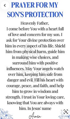 the prayer for my son's protection