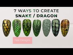 7 EASY WAYS TO CREATE SNAKE & DRAGON SKIN NAILS | Nailart Tutorial - YouTube Snake Nail Art Design, Dragon Eye Nail Art, Snake Nail Design, Nail Snake Design, Nail Art Snake Design, Dragon Eye Nails, Snake Nails Tutorial, Snake Scale Nails, Nails Dragon