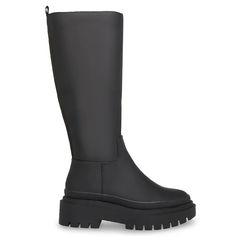 New With Box Never Worn Steve Madden Priority Boot, Synthetic Flat Heel Boots For Workwear, Black Knee-high Boots With Lug Sole For Work, Black Knee-high Work Boots With Lug Sole, Shoes Steve Madden, Winter Rain, Steve Madden Shoes, Rain Boots, Black Boots