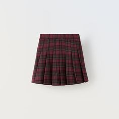 New With Tags Removed Zara Pleated Skirt, Plaid Skort, Pleat Skirt, Zara Skirts, Plaid Mini Skirt, Burgundy Color, Red Plaid, Pleated Skirt, Mini Skirt