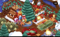 an animated christmas scene with presents and gifts