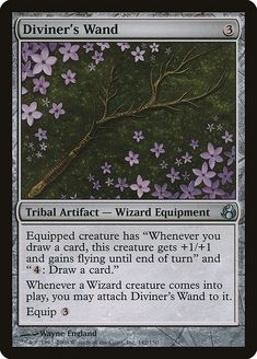 a card with purple flowers on it and the words,'wizard wandr '