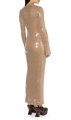 SEQUINED WITH LONG SLEEVES AND BACKLESS DRESS IN KHAKI – Aesvs Perfect Figure, Spandex Dress, Sequin Maxi Dress, Sequin Maxi, Plus Size Kleidung, Plus Dresses, Ruched Dress, Your Beautiful, Corset Dress