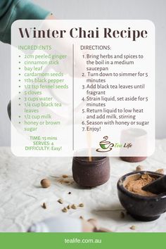 a recipe for winter chai tea with instructions