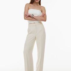 Nwt Color: Matte Pearl Beloved For Their Easy-Wear Refinement, These Are High-Rise Wide-Leg Pants With A Flat Front, An Elastic Back Waist And A Classic Fit. They're Expertly Tailored With Crepette Our One-Of-A-Kind Japanese Crepe Fabric Beloved For Its Subtle Texture, Breezy Drape And The Fact That It Basically Never Wrinkles. Effortless Pant, Japanese Crepes, Crepe Trousers, Short Bra, Aritzia Pants, Poplin Dress, Jumpsuit Trousers, Fashion Socks, Crepe Fabric