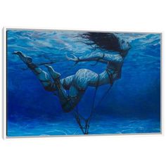 a painting of a woman floating in the ocean