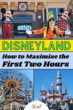 disneyland and how to maximuse the first two hours at disney world with text overlay