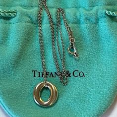 TIFFANY & CO. Peretti 925 Silver Alphabet Letter “O” Pendant Necklace w/Pouch O Necklace, Elsa Peretti, Letter O, Fine Jewellery Necklace, Necklace Chain, Tiffany & Co., Lettering Alphabet, Chain Lengths, Jewelry Necklace Pendant