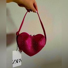 New! With Its Original Tag. Never Worn. No Flaws. Trendy Zara Bag For Party, Trendy Zara Party Bag, Chic Heart-shaped Shoulder Bag For Party, Trendy Heart-shaped Party Bag, Pink Heart-shaped Shoulder Bag For Party, Trendy Heart-shaped Evening Bags, Elegant Heart-shaped Shoulder Bag For Shopping, Pink Heart-shaped Bag For Party, Heart-shaped Evening Shoulder Bag For Valentine's Day