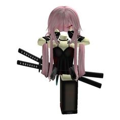 an anime character with pink hair and black clothes