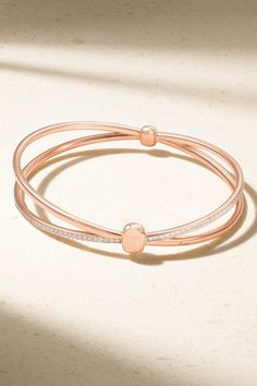 The two intersecting bands of Pomellato's 'Together' bracelet symbolize interconnectedness. It's crafted from 18-karat rose gold and frosted along one bar with scores of diamonds in a rhodium-plated setting. We think it makes a thoughtful gift for someone special. Rose Gold Diamond Bracelet, Wedding Bangles, Gold Diamond Bracelet, Rose Diamond, New Gold Jewellery Designs, Bracelets Gold Diamond, Vs Diamond, Fine Jewelry Bracelets, Gold Jewellery Design