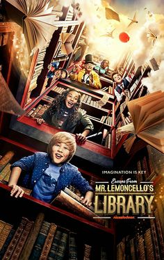 the movie poster for mr lemoncellow's library with children in bookshelves