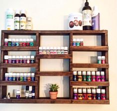 a shelf filled with lots of different types of medicine