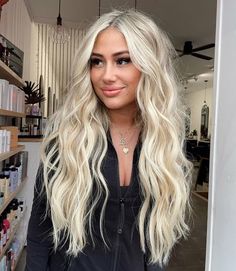 White Blonde Hair With Extensions, Bleach Blonde Hair Extensions, Icy Blonde Hair Extensions, Blonde Hair To The Root, Bright Blonde Extensions, Extremely Blonde Hair, Long Blonde Wavy Hair Extensions, Long Beach Blonde Hair, Bright Blonde Hair Extensions