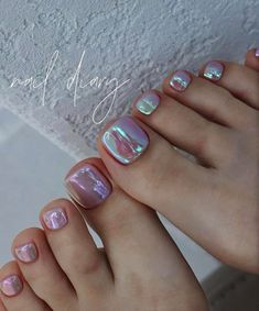 Pink Pedicure, Pretty Pedicures, Press On Toenails, Pedicure Designs Toenails, Fake Toenails, Pedicure Colors, Gel Toe Nails, Acrylic Toes, Summer Toe Nails