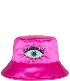 From Kurt Geiger&#x2C; this hat features:Bucket hatPolyesterLined with cotton poplin Approx. 2.5" length Approx. 22.8'' circumferenceWipe cleanOne size Imported. Pink Flat Brim Bucket Hat For Spring, Spring Pink Flat Brim Bucket Hat, Pink Flat Brim Bucket Hat, Evil Eye Crystal, Womens Hats, Liv Morgan, Spring Color Palette, Bucket Hats, Kurt Geiger