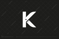 the letter k is cut in half and placed on a black background with white lines