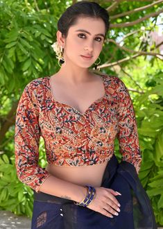 Kalamkari Blouse Designs Latest, Madam Blouse, Kalamkari Blouse Designs, Kalamkari Fabric, Kalamkari Designs, Kalamkari Blouse, Blouse Necklines