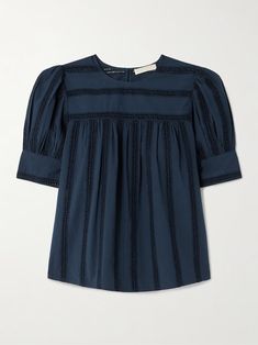 ULLA JOHNSON Nara lace-trimmed cotton blouse | NET-A-PORTER