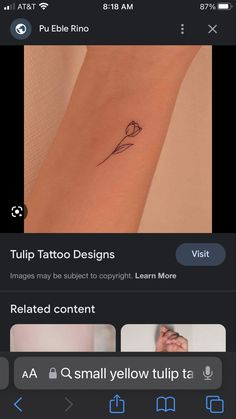 an image of a tattoo on someone's arm with the caption tulip tattoo designs