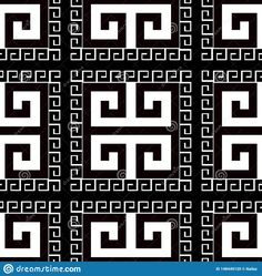 an abstract black and white pattern with interlocked squares in the center, on a dark background