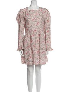 Batsheva x Laura Ashley A-Line DressWhiteFloral PrintPleated AccentsLong Sleeve with Square NecklineConcealed Zip Closure at Back Laura Ashley, Printed Mini Dress, Print Patterns, Floral Print, A Line, Dress Outfits, Floral Prints, Mini Dress, Square