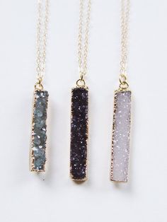 PINTEREST: SSB * Druzy Jewelry, Gold Bar Necklace, Necklace White, Layering Necklace, Bar Necklace, Minimalist Jewelry