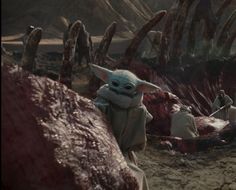 the child yoda from star wars is shown in this scene