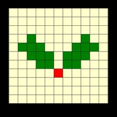 a cross stitch pattern with green and red squares