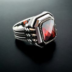 Stone Ring Men, Ruby Stone Ring, Red Stone Ring, Ottoman Styling, Ring Men, Ruby Stone, Garnet Stone, Gold Collection