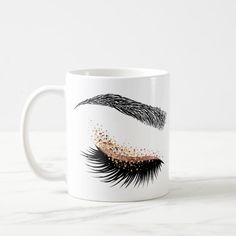 Lashes Beauty Makeup Girl Lash Extension Rose Mug | Zazzle.com Diy Makeup Brush Holder, Diy Mug Designs, Diy Makeup Brush, Lash Extensions Makeup, Dark Eyeshadow, Lash Room, Makeup Girl, Diy Mugs, Lashes Beauty