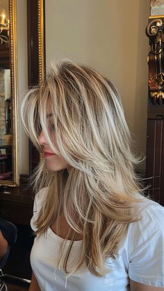 Chunky Highlights Blonde Hair, Chunky Blonde Highlights On Blonde Hair, Blonde Chunky Highlights, Blonde Chunks, Brunette With Blonde Highlights, Hair Lights, Long Hair Highlights, Highlights Ideas