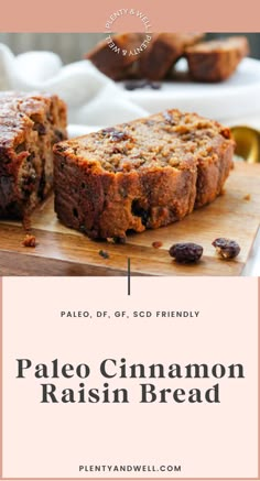 palen cinnamon raisin bread on a cutting board with the words palen cinnamon raisin