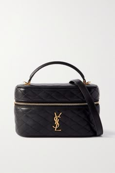 Like many of the designs in SAINT LAURENT's 'Gaby' collection, this mini bag is made from smooth quilted leather and embellished with its iconic gold-tone 'Cassandre' logo. It will accommodate all of your small essentials, including a phone, cardholder, and keys. Carry it by the top handle or style it cross-body with the detachable long strap. Rose Bag, Vanity Bag, Girly Bags, Quilted Purses, Designer Crossbody Bags, Purse Accessories, Best Bags, Saint Laurent Bag, Quilted Leather