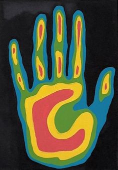 an image of a hand painted with different colors