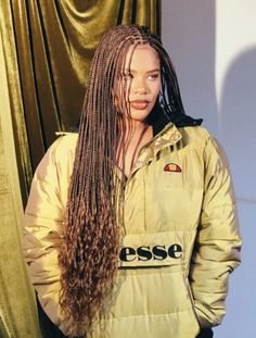 Alyssa Ashley Braids, Alissa Ashley Braids, Nara Smith Braids, Ryan Destiny Box Braids, Ryan Destiny Braids, Long Micro Braids, 90s Braids, Micro Braids Styles, Alicia Keys Braids