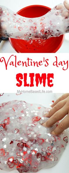 valentine's day slime recipe for kids to make and play in the water